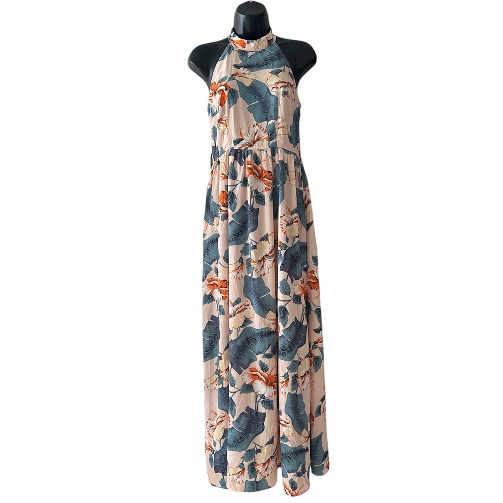 No Brand Floral Halter Tropical Vibes Maxi Dress sz XS